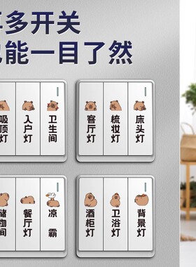 卡皮巴拉标识透明面板开关贴纸