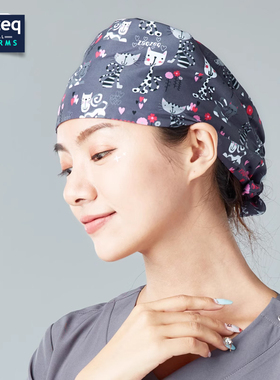 男女款印花可爱护士帽