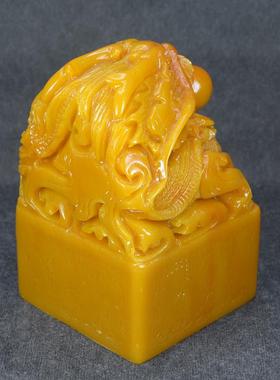 8cm仿田黄石龙印秦始皇传国玉玺印章摆件 龙头乾隆仿古大印篆刻