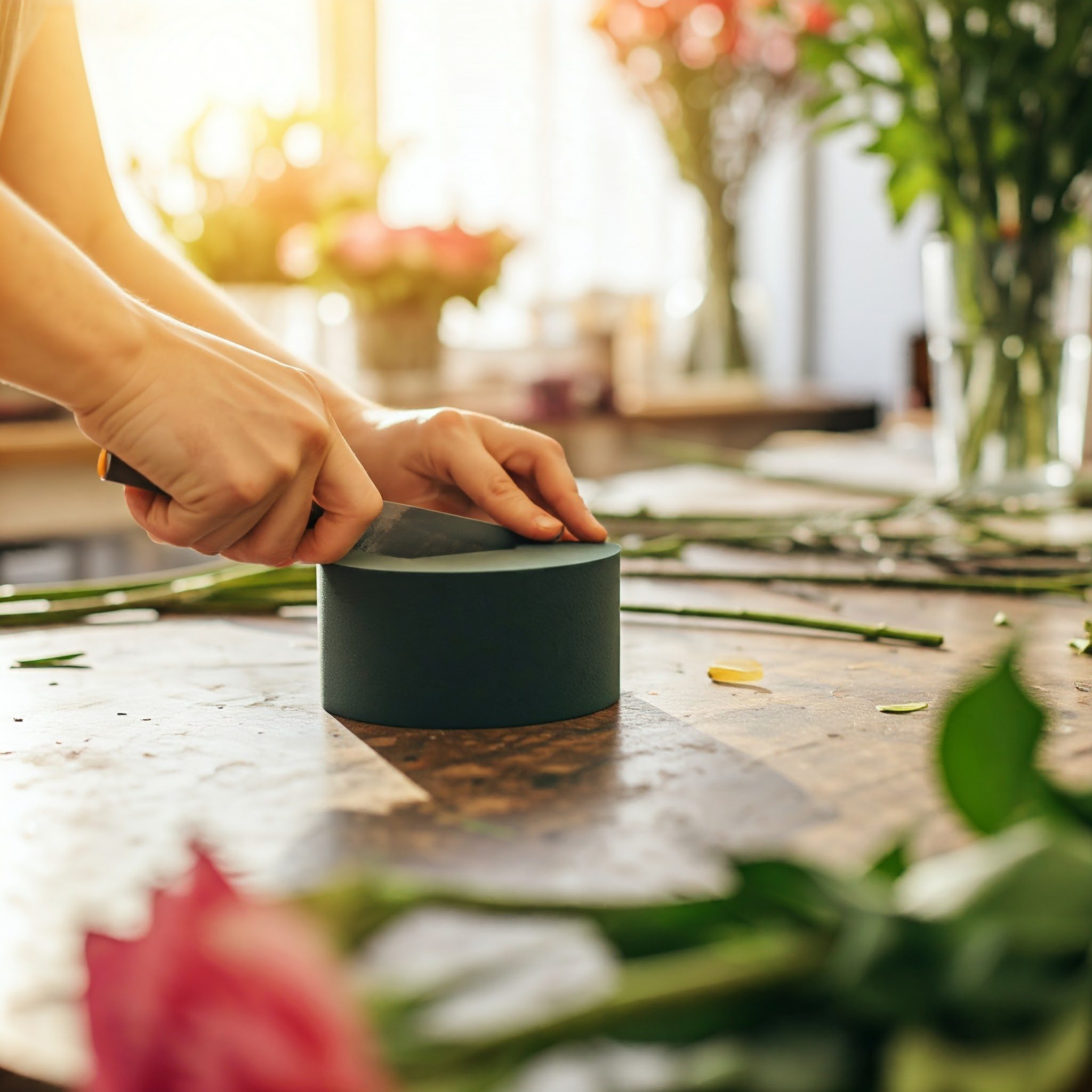 包花猫插花泥鲜花泥插花泡沫花束花艺大麦假花插花泥板花束底座圆,淘宝优惠券,粉丝福利购,淘宝优惠卷