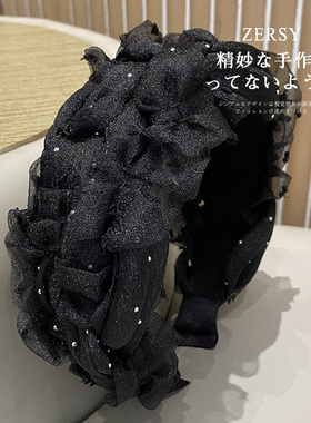 宽边编织网纱发箍女发卡洗脸头箍