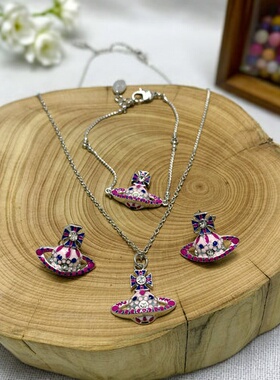 精美彩漆花纹 土星猪项链猪手链猪耳环--A8234