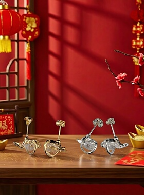 土星耳环锁骨项链金色银色五星头大钻小巧土星耳环