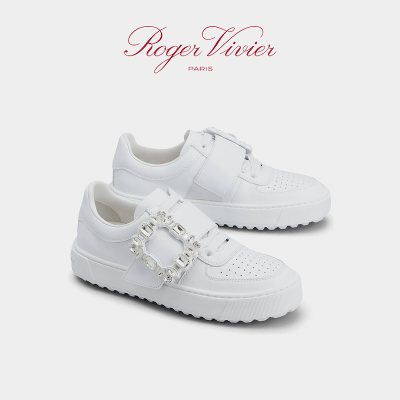 【24期免息】Roger Vivier/RV女鞋Very Vivier钻扣皮革休闲鞋 - 图0