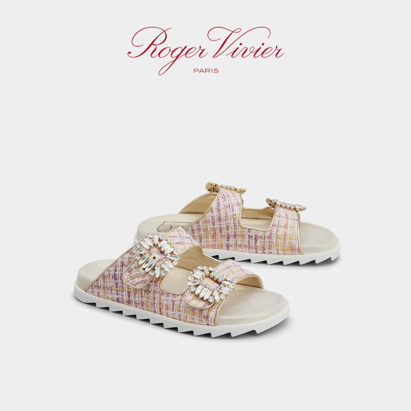 【24期免息】Roger Vivier/2024新款RV女鞋Slidy Viv钻扣穆勒凉鞋-图0