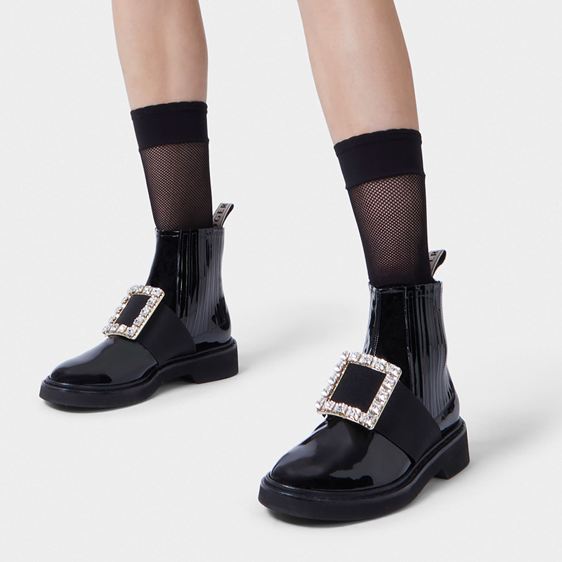 【24期免息】Roger Vivier/RV女鞋Viv Rangers钻扣厚底切尔西靴-图3