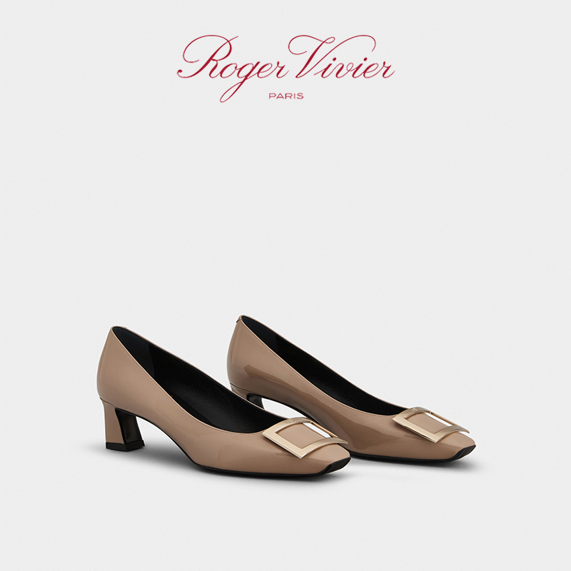 【24期免息】Roger Vivier/RV女鞋Trompette大象灰婚鞋rv方扣单鞋-图0