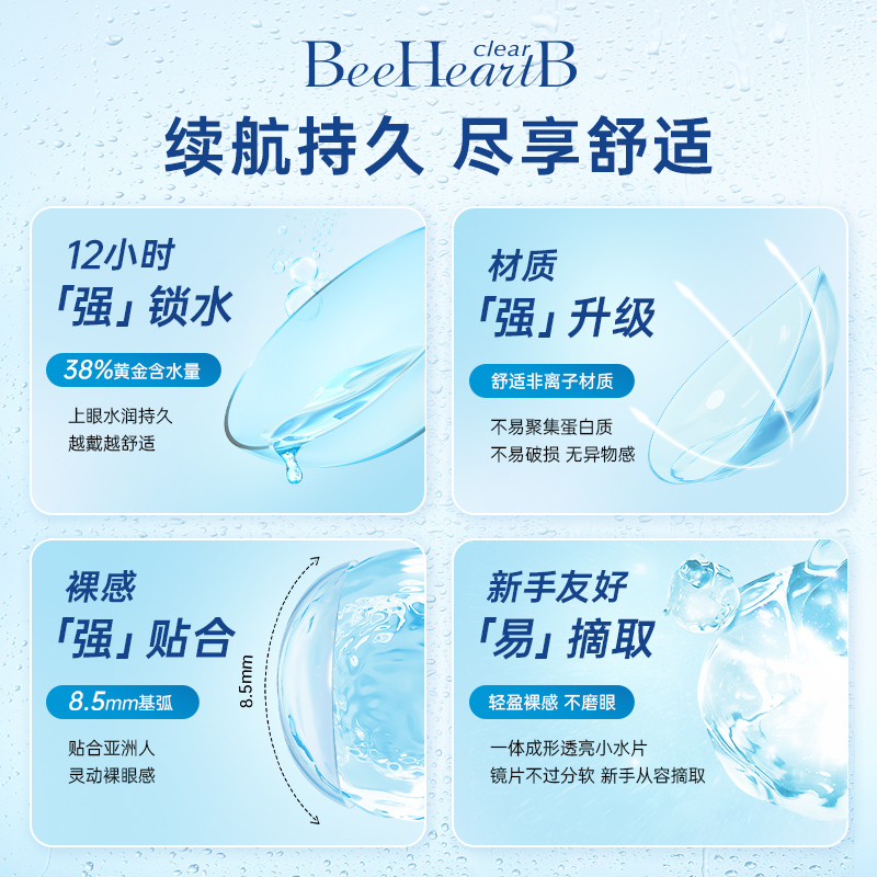 【新手友好】BeeHeartB日抛5片近视隐形眼镜试用装水润舒适蜜心妍 - 图0