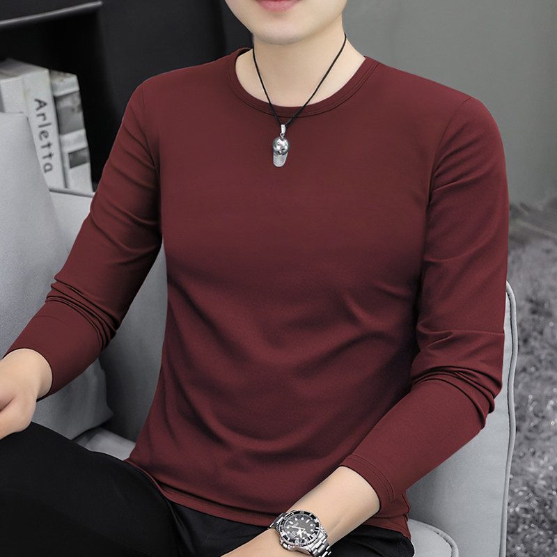 男长袖t恤纯色纯棉白色圆领内搭秋冬秋衣休闲百搭打底衫体恤上衣,淘宝优惠券,粉丝福利购,淘宝优惠卷