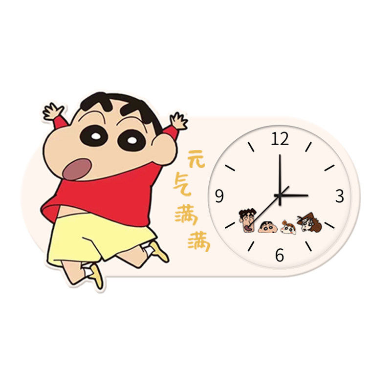 蜡笔小新款简约现代家用静音卡通动画钟表画客厅装饰画挂钟画挂墙,淘宝优惠券,粉丝福利购,淘宝优惠卷