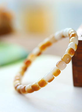 和田玉老型珠手串玉手串珠串送礼女款正品玉带证书高品质玉石7mm