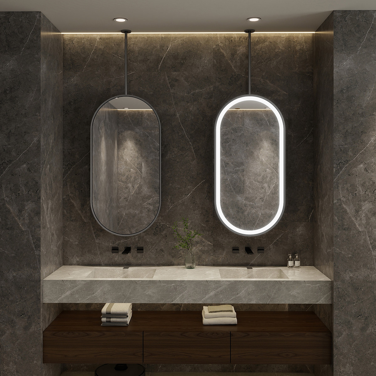 酒店民宿天花板吊杠镜椭圆形悬空智能浴室镜洗手台led触摸屏发光,淘宝优惠券,粉丝福利购,淘宝优惠卷