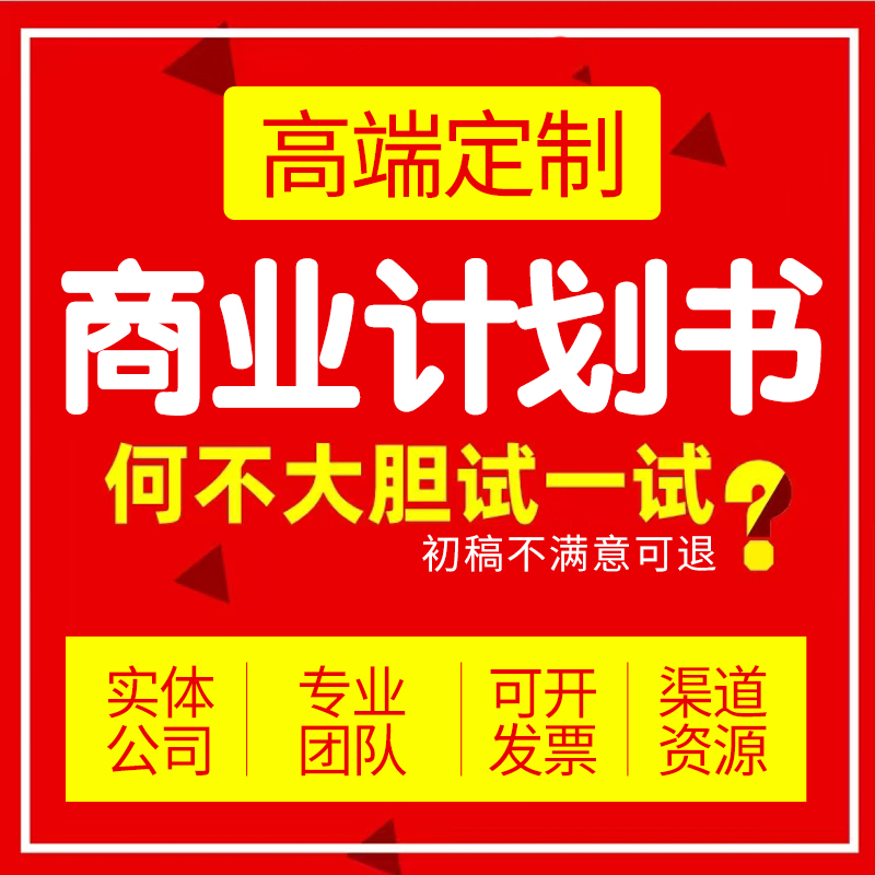 商业计划书撰写代做可行性研究报告项目立项创业融资方案策划PPT