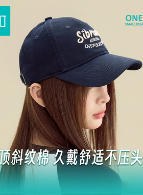 畹町藏青色字母刺绣棒球帽女韩美风软顶鸭舌帽百搭显脸小遮阳帽