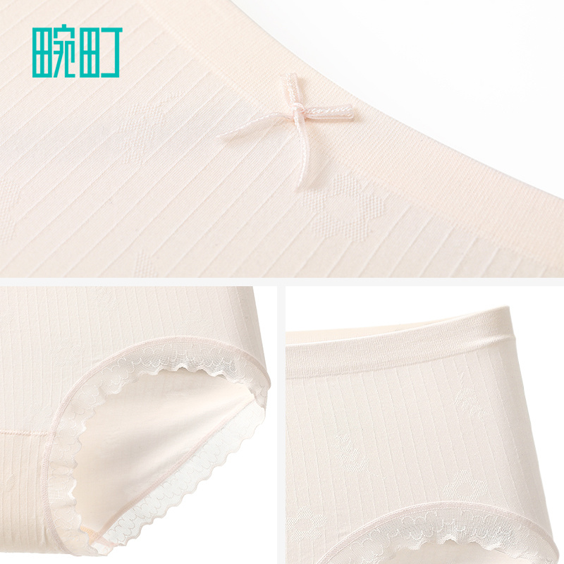 畹町甜美提花360无缝7A抑菌蚕丝裆女内裤 - 图3