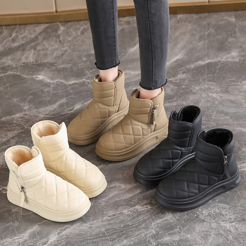 皮毛一体雪地靴女款2025新款冬季加绒加厚棉靴哈尔滨防滑防水棉鞋 - 图3