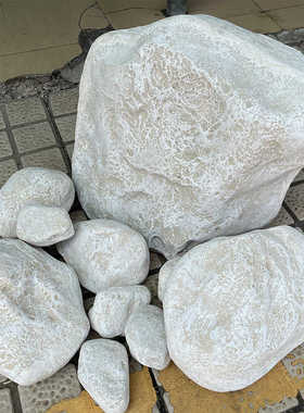 白色玻璃钢假山石头园林庭院摆件