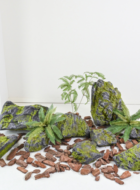 青苔泡沫仿生石头森林造景室内庭院仿真假山绿植苔藓假石道具摆件