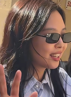 jennie同款黑色小窄框墨镜女潮y2k辣妹凹造型高级感遮阳太阳镜男