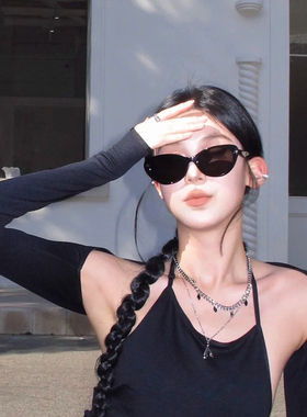 美式黑框三角猫眼墨镜女潮高级感