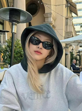 朴彩英同款椭圆小框黑色墨镜女潮