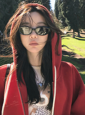 酉事复古美式猫眼墨镜女潮高级感个性辣妹小框圆脸显瘦遮阳太阳镜