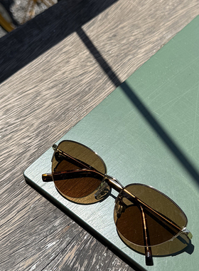 酉事复古金属猫眼茶色墨镜女潮高级感个性大框圆脸显瘦近视平光镜