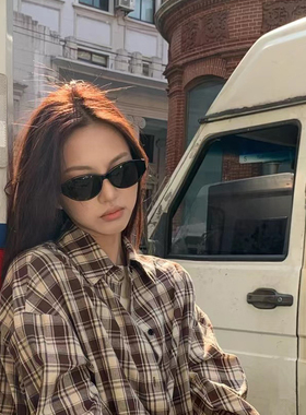 复古猫眼墨镜女款高级感窄框大框显瘦2025款太阳眼镜防晒防紫外线