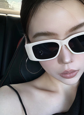 方形白色猫眼墨镜女潮高级感美式