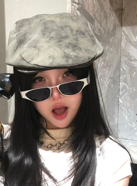 酉事欧美高级感复古金属墨镜女潮猫眼小框Y2K辣妹风凹造型太阳镜