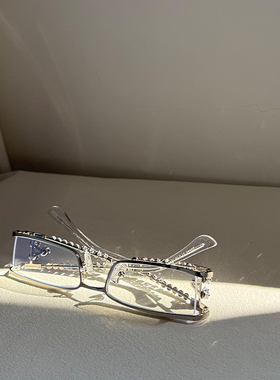 轻奢高级感方形镶钻个性未来感眼镜框男女潮拍照jennie同款近视镜