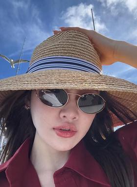 美式复古金属圆框墨镜女潮新款高级感小脸显瘦网红近视太阳眼镜男