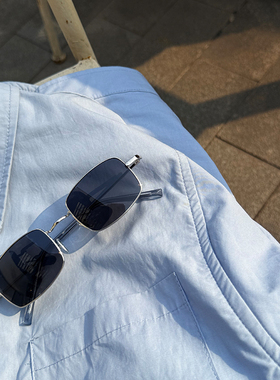 韩版金属未来感个性银框方形墨镜男时髦太阳眼镜女素颜金丝眼镜框