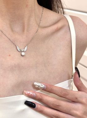 意大利deer轻珠宝S925纯银莫桑石钻1克拉 天使之心 项链女送闺蜜