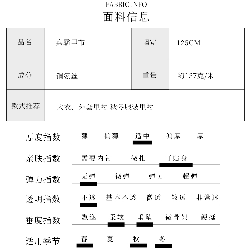 TR塔琳日本进口纯棉宾霸里衬布料铜氨丝抗静电冬大衣里布内衬面料 - 图2