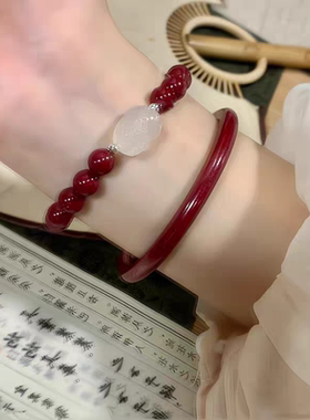 天然朱砂手串女款本命年上岸转运珠手链女款文玩串珠盘玩饰品礼物