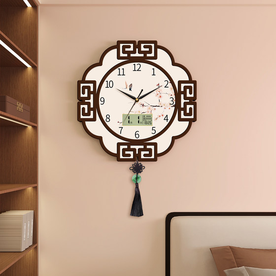 Chinese style decorative painting clock wall clock free punch clock