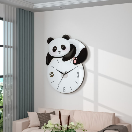 Panda Perpetual Calendar Decorative Silent Wall Clock No Punching