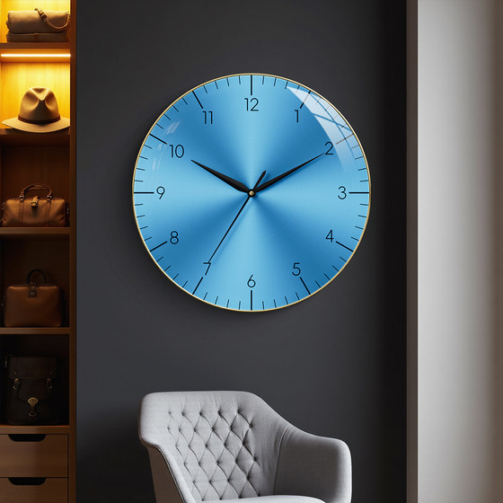 Decorative painting wall clock arched glass radio wave automatic time setting