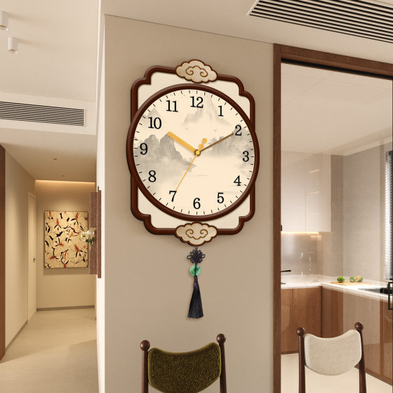 New Chinese style silent quartz clock without punching wall clock