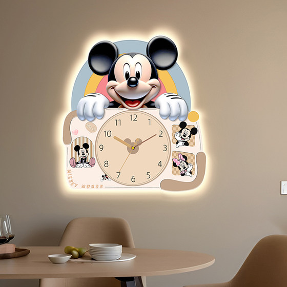 Clock Silent Ambient Light Decorative Wall Clock No Hole-Punching