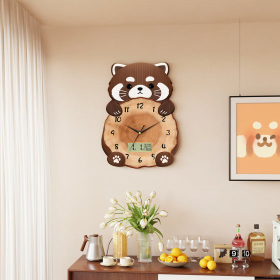 Little Bear Swinging Perpetual Calendar Wall Clock No Punch