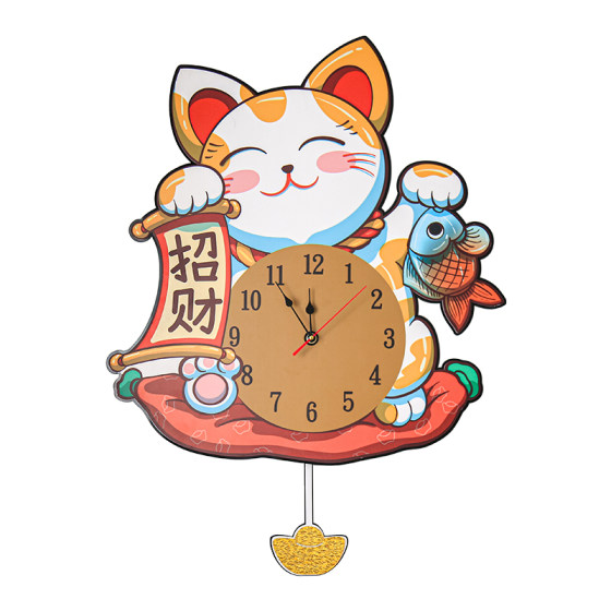 Dilan Lucky Cat Decorative Silent Wall Clock Modern Fashion