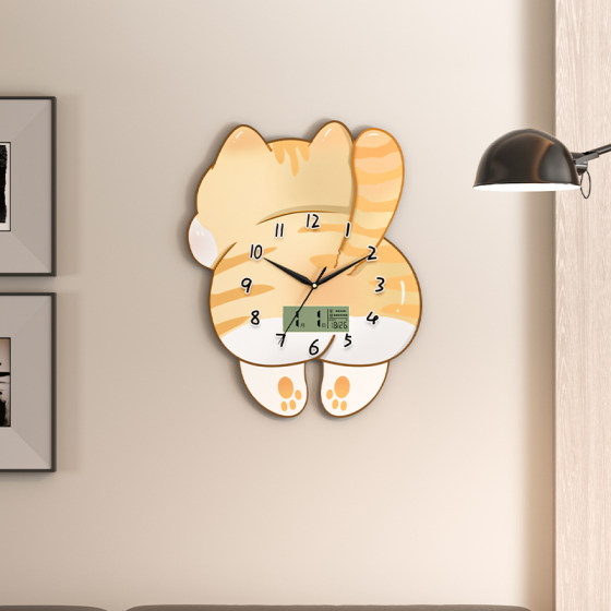 Internet celebrity kitten clock swing calendar decorative wall clock
