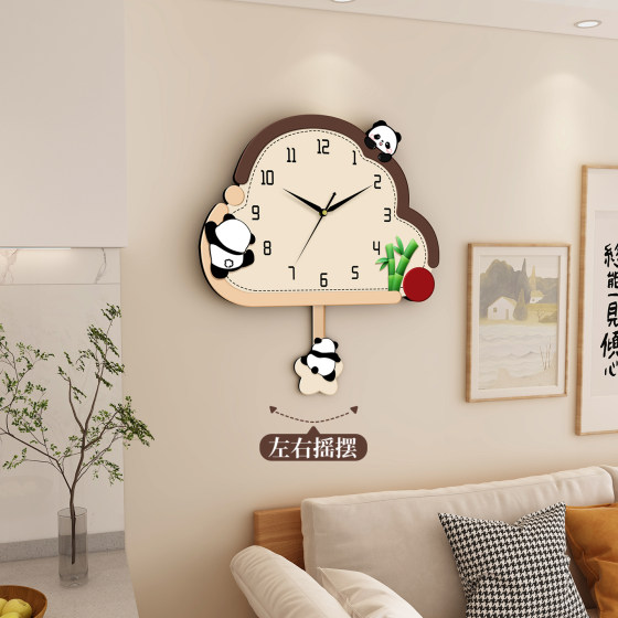 Panda cream style wall clock for home use without punching