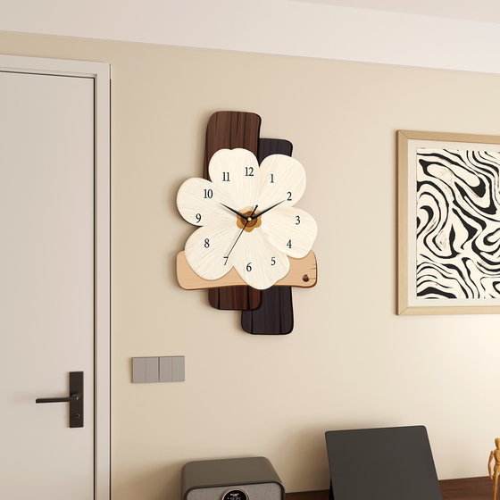 Artistic cream style wall clock without punching hole clock wall clock