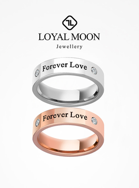 情侣戒指男士食指玫瑰金莫桑石女