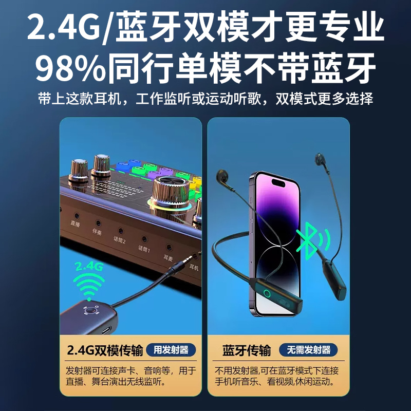 无线直播蓝牙耳机主播专用监听声卡耳返网红抖音带货户外颈挂脖式
