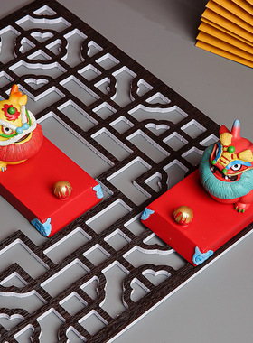 国潮风树脂龙年手机架桌面小摆设