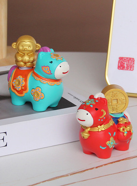 昂融国潮风马摆件吉祥物盲盒